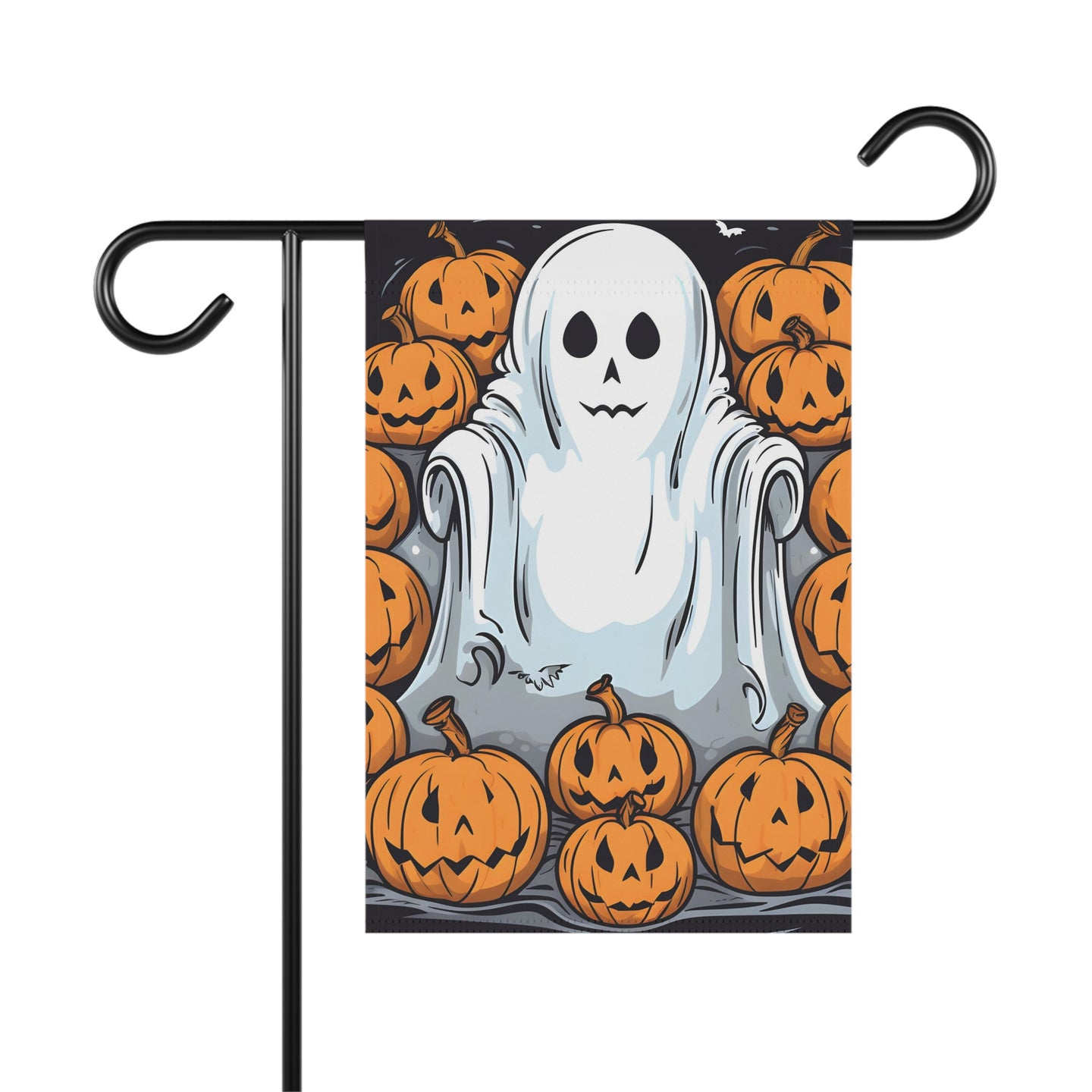 DistinctInk Garden & House Banner / Flag with Skeletal Ghostly Pumpkins Design for Halloween