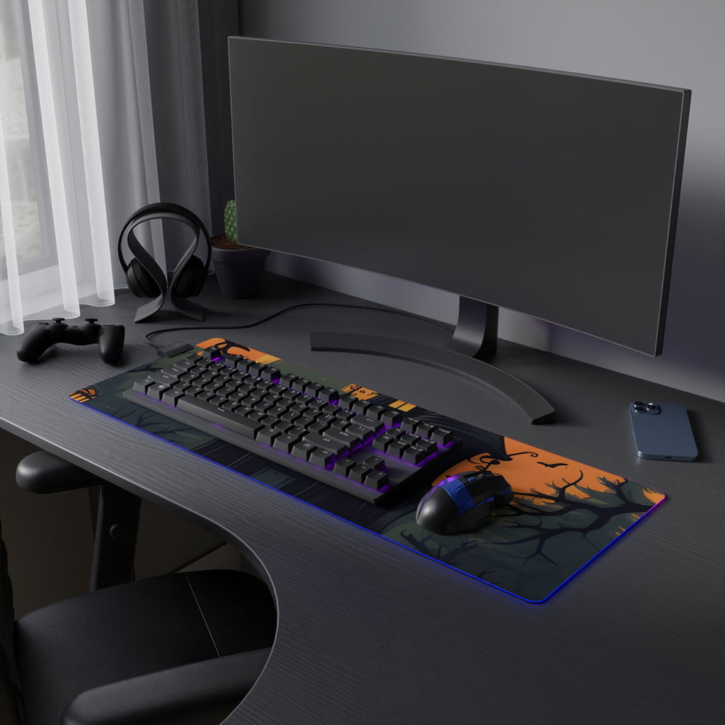 LED Gaming Mouse Pad with Spooky Trick or Treating Design for Halloween, view 21
