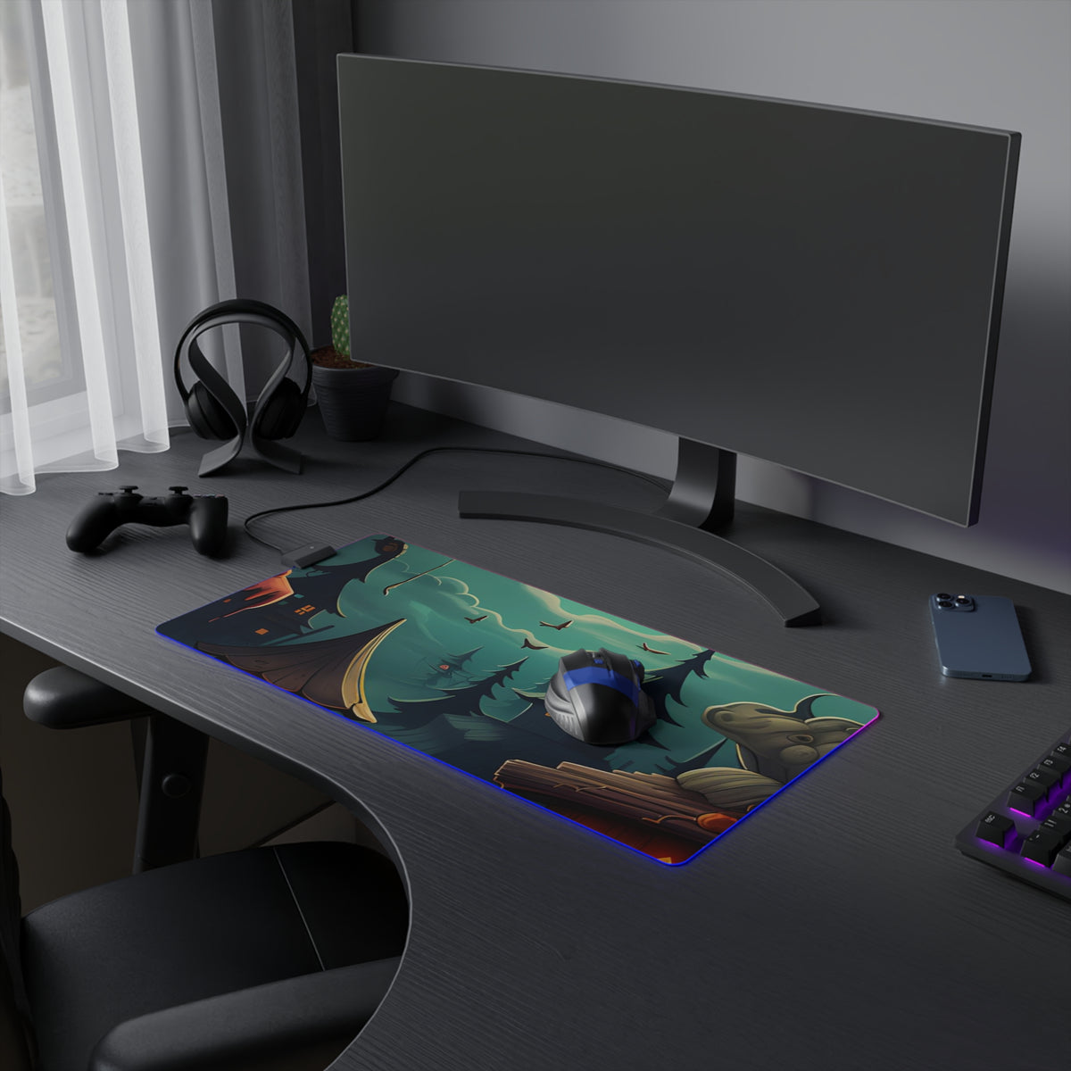 LED Gaming Mouse Pad with Trick or Treat Fun Design for Halloween, view 9