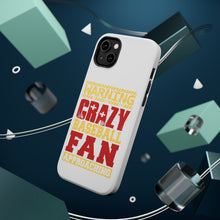 DistinctInk ToughCase for Apple iPhone, Compatible with MagSafe Charging - Warning Crazy Baseball Fan Approaching