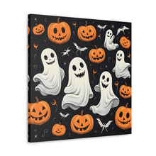 DistinctInk Canvas Wall Art with Spooky Skeleton Pumpkin Patch for Halloween