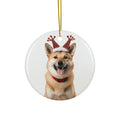 Hanging Ceramic Christmas Tree Ornament with Gold String - Norwegian Buhund Design