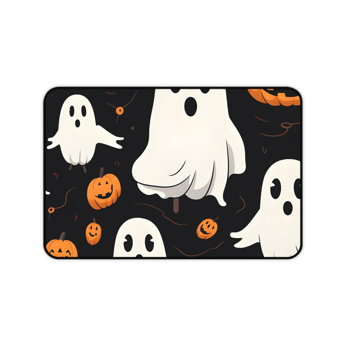 DistinctInk Desk Mat with Ghost Skeleton Pumpkin Cartoon Design for Halloween