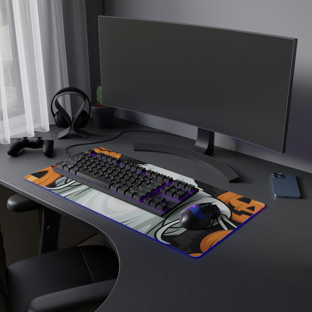 LED Gaming Mouse Pad with Ghost Skeleton Pumpkins Pattern Design for Halloween, view 15