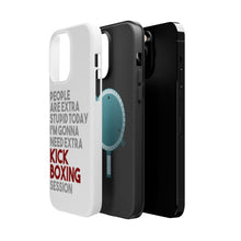 DistinctInk ToughCase for Apple iPhone, Compatible with MagSafe Charging - People Are Stupid Need Extra Kick Boxing