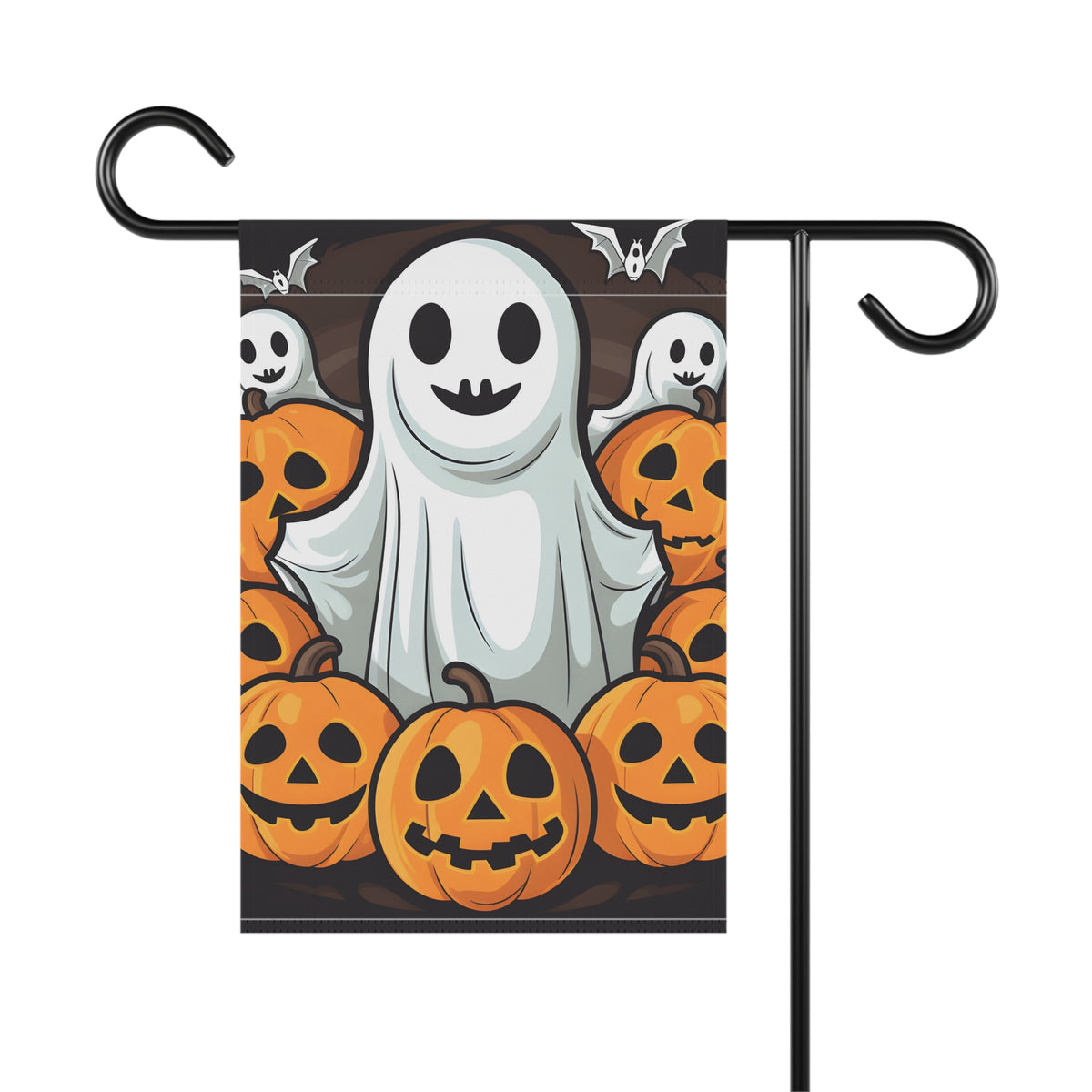 Garden & House Banner / Flag with "Spooky Skeleton Pumpkins" Design for Halloween, view 3