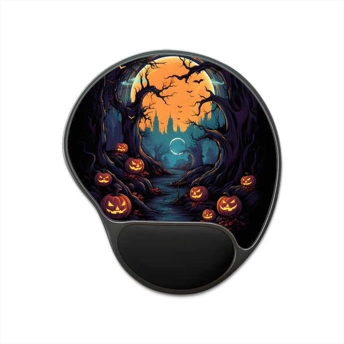 DistinctInk Mouse Pad with Wrist Rest  with Haunted Evening Nightmare Design for Halloween