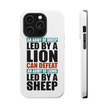 DistinctInk ToughCase for Apple iPhone, Compatible with MagSafe Charging - Sheep Led By Lion Defeat Lions Led By Sheep