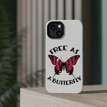 DistinctInk ToughCase for Apple iPhone, Compatible with MagSafe Charging - Free as a Butterfly - Pink