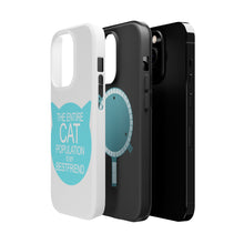 DistinctInk ToughCase for Apple iPhone, Compatible with MagSafe Charging - Cat Population is My Best Friend