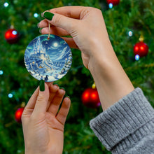 DistinctInk Hanging Ceramic Christmas Tree Ornament Charm with Gold String - Great Gift/Present - 2 3/4 inch Diameter - Arctic Christmas Wonderland