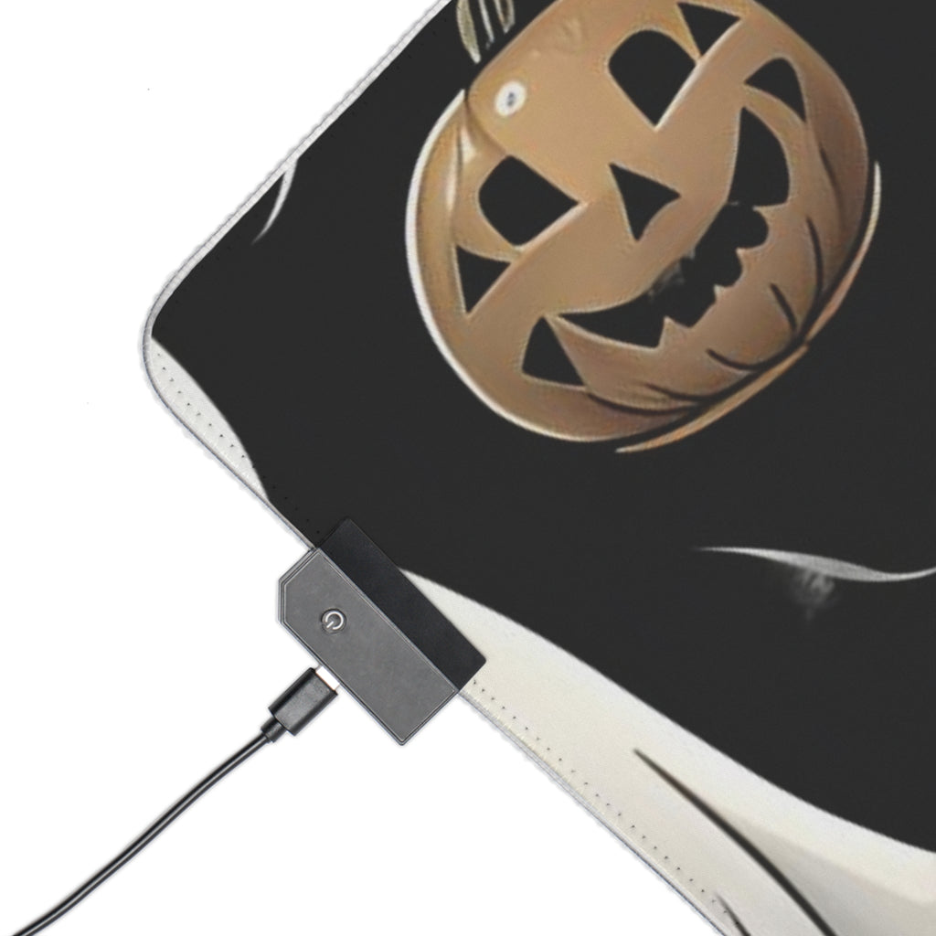 LED Gaming Mouse Pad with Ghostly Skeleton and Pumpkin Design for Halloween, view 6