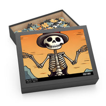 DistinctInk Jigsaw Puzzle with Skelefun Halloween Design for Halloween