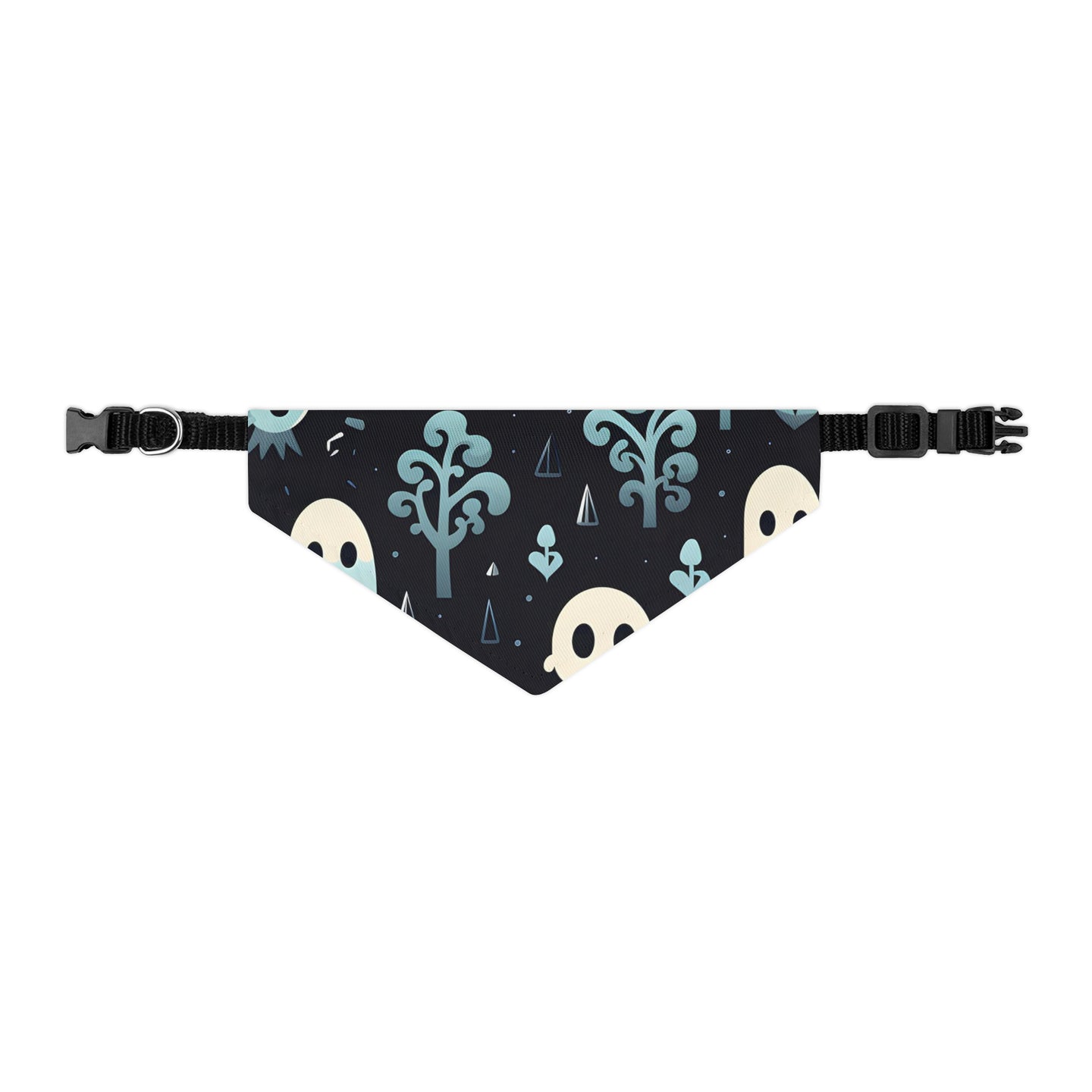 DistinctInk Adjustable Pet Banana Collar with Ghastly Skeletal Shadows Design for Halloween