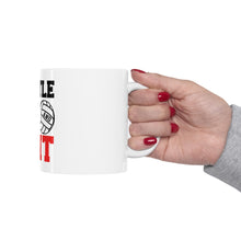 DistinctInk Glossy White Coffee / Tea Mug - Hustle Hit Never Quit Volleyball