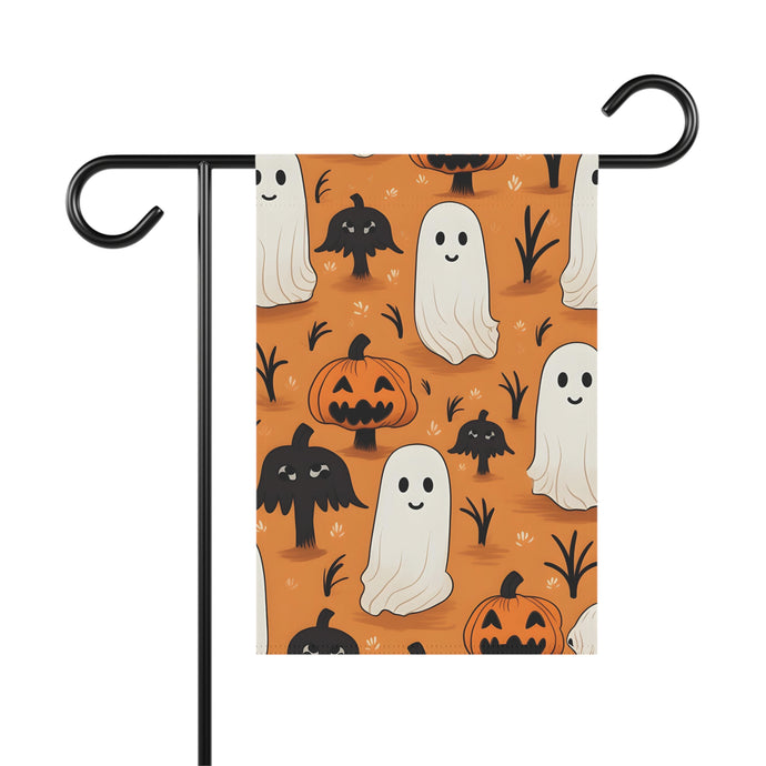 DistinctInk Garden & House Banner / Flag with Ghost Skeleton Pumpkin Cartoons Design for Halloween