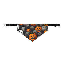 DistinctInk Adjustable Pet Banana Collar with Haunted Harvest Time Design for Halloween