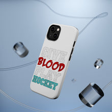 DistinctInk ToughCase for Apple iPhone, Compatible with MagSafe Charging - Give Blood Play Hockey