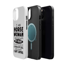 DistinctInk ToughCase for Apple iPhone, Compatible with MagSafe Charging - I Am A Horse Woman - Can't Control