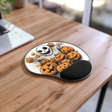 DistinctInk Mouse Pad with Wrist Rest  with Ghostly Skeleton and Pumpkins Design for Halloween