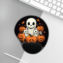 DistinctInk Mouse Pad with Wrist Rest  with Ghost Skeleton Pumpkin Pattern Design for Halloween
