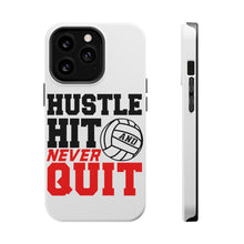 DistinctInk ToughCase for Apple iPhone, Compatible with MagSafe Charging - Hustle Hit Never Quit Volleyball