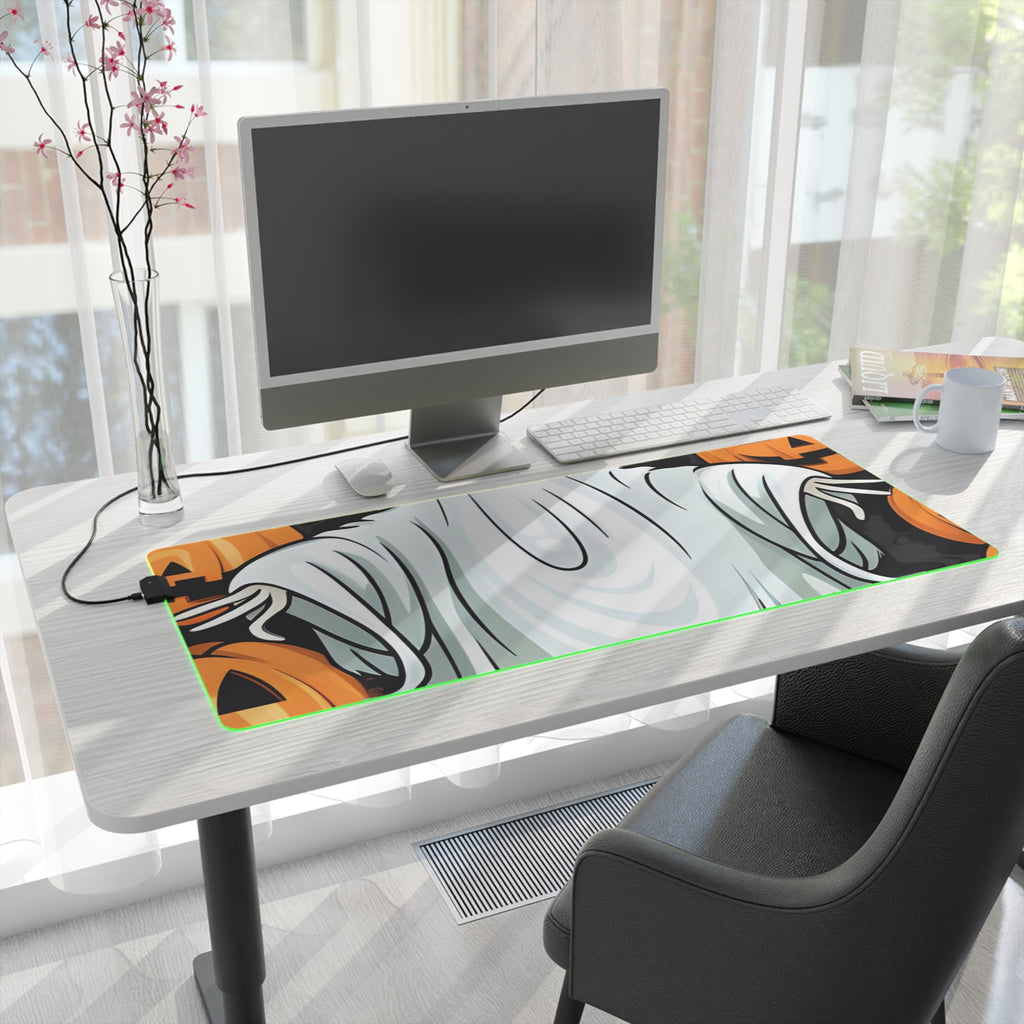 LED Gaming Mouse Pad with Ghost Skeleton Pumpkins Pattern Design for Halloween, view 28