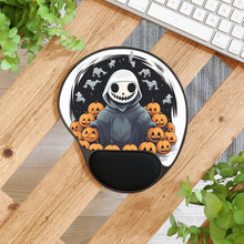 DistinctInk Mouse Pad with Wrist Rest  with Skeleton Ghost and Pumpkin Design for Halloween
