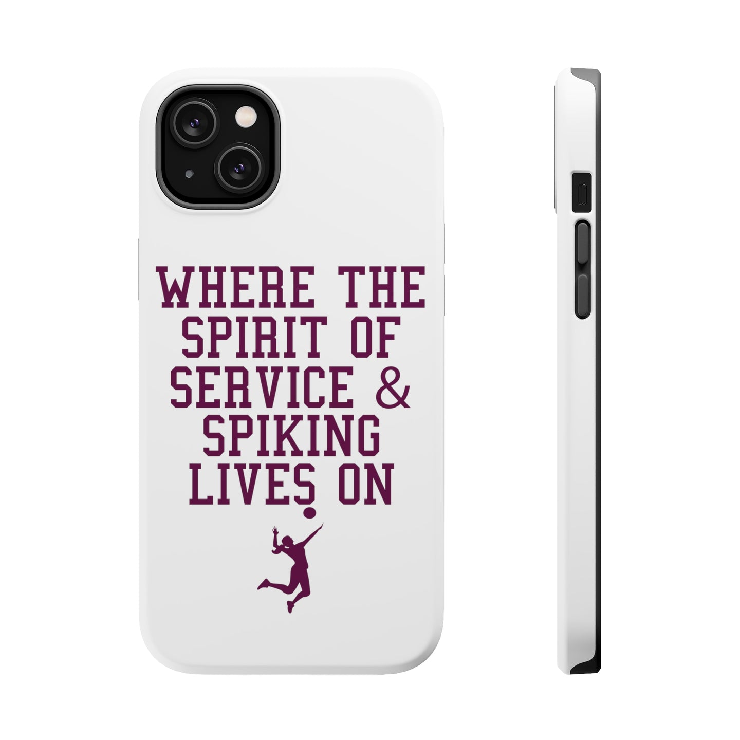 DistinctInk ToughCase for Apple iPhone, Compatible with MagSafe Charging - Spirit of Service & Spiking Lives On Tennis