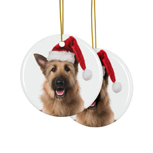 DistinctInk Hanging Ceramic Christmas Tree Ornament with Gold String - Great Gift/Present - 2 3/4 inch Diameter - Berger Picard Design