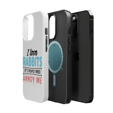 DistinctInk ToughCase for Apple iPhone, Compatible with MagSafe Charging - Love Rabbits - People Annoy Me