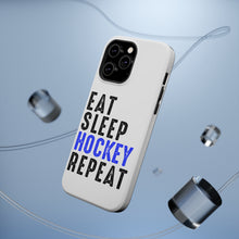 DistinctInk ToughCase for Apple iPhone, Compatible with MagSafe Charging - Eat Sleep Hockey Repeat