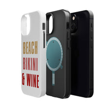 DistinctInk ToughCase for Apple iPhone, Compatible with MagSafe Charging - Beach Bikini & Wine