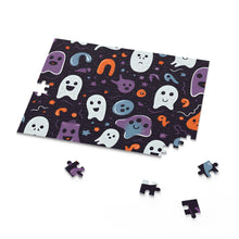 DistinctInk Jigsaw Puzzle with Skeletal Ghostly Pumpkins Design for Halloween