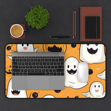 DistinctInk Desk Mat with Ghoulish Bats and Pumpkins Design for Halloween