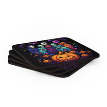 DistinctInk (Set of 4) Corkwood Coasters with "Mindful Connections"Design for Halloween LGBTQ+ Pride