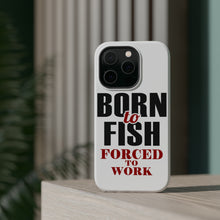 DistinctInk ToughCase for Apple iPhone, Compatible with MagSafe Charging - Born to Fish, Forced to Work