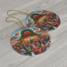 DistinctInk Hanging Ceramic Christmas Tree Ornament Charm with Gold String - Great Gift/Present - 2 3/4 inch Diameter - Republican Winter Market