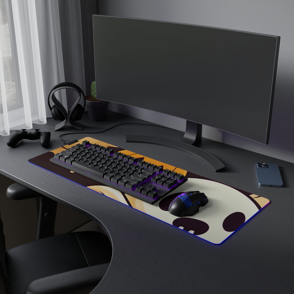 LED Gaming Mouse Pad with Ghost Skeleton Pumpkin Pattern Design for Halloween, view 12