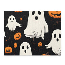 DistinctInk Jigsaw Puzzle with Ghost Skeleton Pumpkin Cartoon Design for Halloween