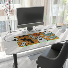 DistinctInk LED Gaming Mouse Pad with Flying Pumpkin Bats Design for Halloween