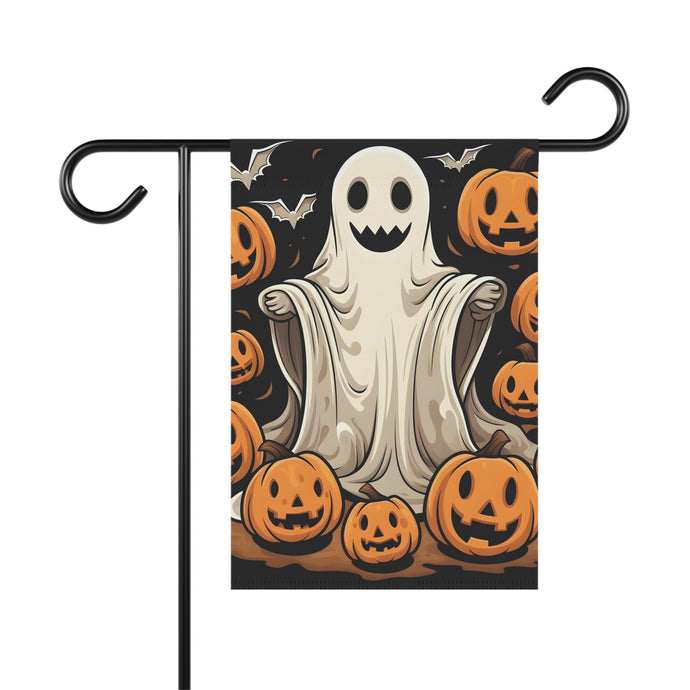 DistinctInk Garden & House Banner / Flag with Ghastly Skeletal Pumpkin Patch Design for Halloween