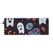 DistinctInk LED Gaming Mouse Pad with Skeletal Ghostly Pumpkins Design for Halloween