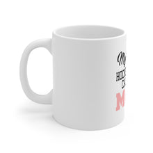 DistinctInk Glossy White Coffee / Tea Mug - My Favorite Hockey Player Calls Me Mom