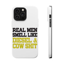 DistinctInk ToughCase for Apple iPhone, Compatible with MagSafe Charging - Real Men Smell Like Diesel & Cow S**t