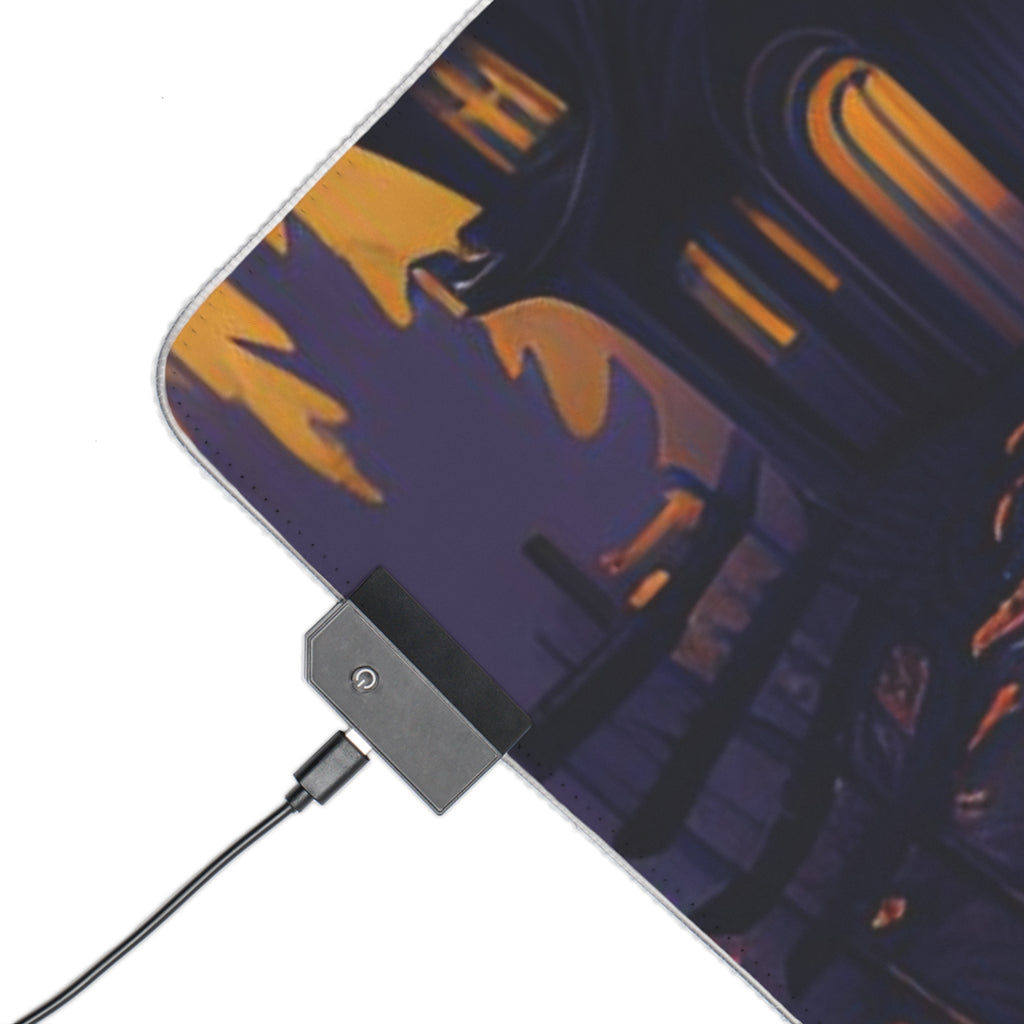 LED Gaming Mouse Pad with Ghostly Ghouls in the Graveyard Design for Halloween, view 24