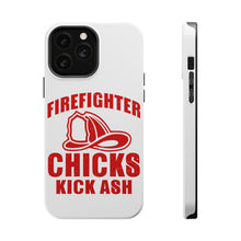 DistinctInk ToughCase for Apple iPhone, Compatible with MagSafe Charging - Firefighter Chicks Kick ASH