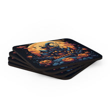DistinctInk (Set of 4) Corkwood Coasters with Spooky Sweet Treats Design for Halloween