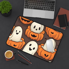 DistinctInk Desk Mat with Haunted Skeleton Pumpkin Patch Design for Halloween
