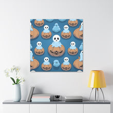 DistinctInk Canvas Wall Art with Ghost Skeleton Pumpkin Pattern for Halloween